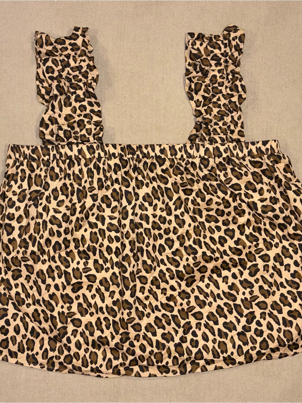 Leopard Print Ruffle Strap Tank Top